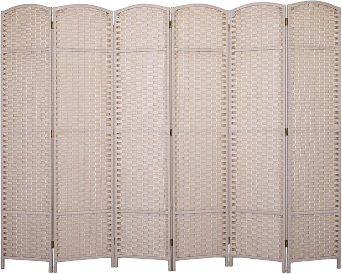 Room Divider 6 Panel 5.6 FT Tall Privacy Screen Waterproof Wood Frame Partition by PayLessHere
