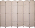 Room Divider 6 Panel 5.6 FT Tall Privacy Screen Waterproof Wood Frame Partition by PayLessHere