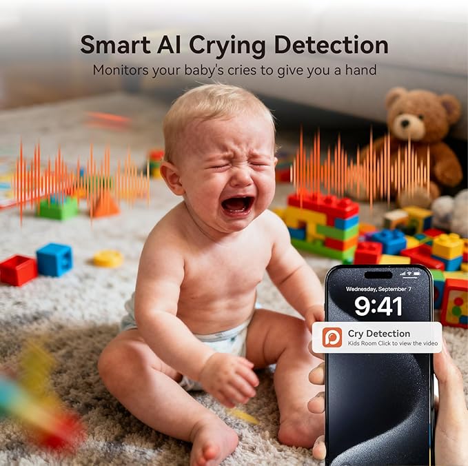 xpai 4K Security Camera,Industry's First with Built-in Storage No Monthly Fees,Indoor Camera Wireless,Baby/Pet/Dog Camera with Phone APP,360° Pan-Tilt Wireless Indoor Cam,Cry Detection,2-Way Audio