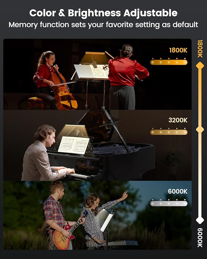 Glocusent 81 LED Music Stand Light, 3 Color & 5 Brightness Piano Lamp | - Image 3