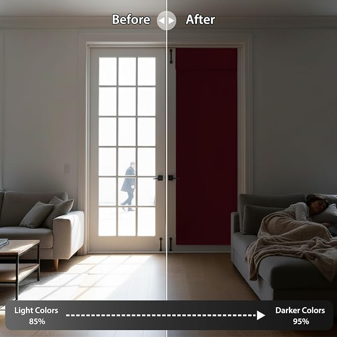 RYB HOME French Door Curtain 80 inch Long, Self Adhesive, - Image 5