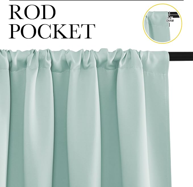 NICETOWN Blackout Curtains for Bedroom, Aqua Blue, 1 Pair, 42 by 45-inch - Image 2