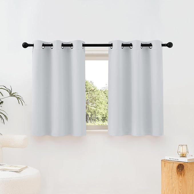 NICETOWN Greyish White Room Darkening Curtains Blackout 40 inch Curtains by NICETOWN