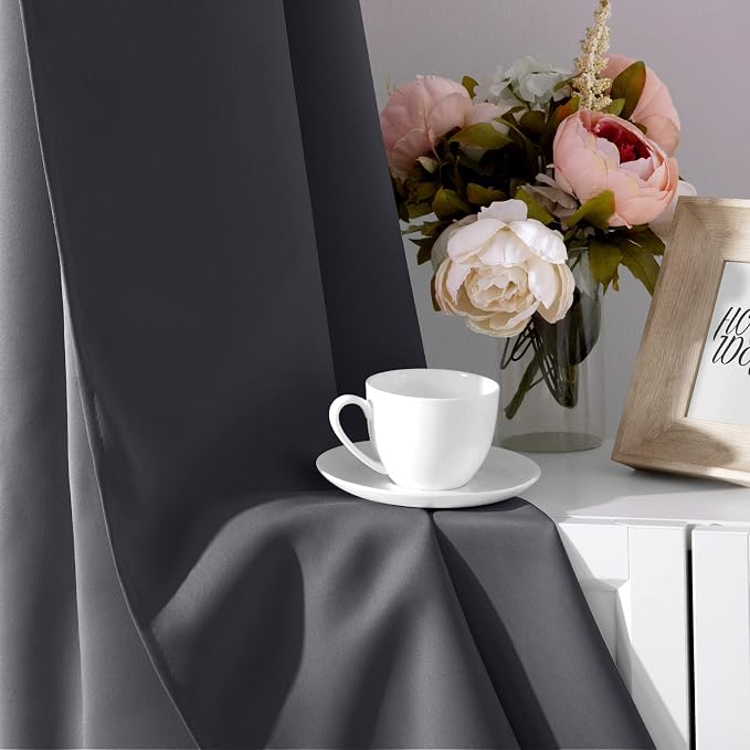 HOMEIDEAS Grey/Gray Blackout Curtains - Image 5
