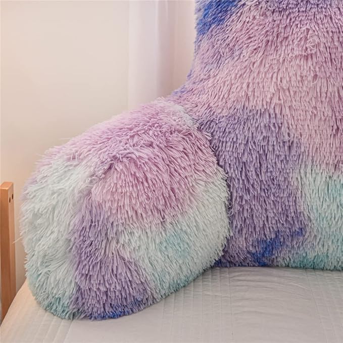 Holawakaka Reading Pillow for Sitting up in Bed Sofa Kids Teens, Backrest Pillow with Arms for Boys Girls Women Petites Pregnancy, Back Support Cushion for Couch Floor Nursery Playroom (Multi-Color)