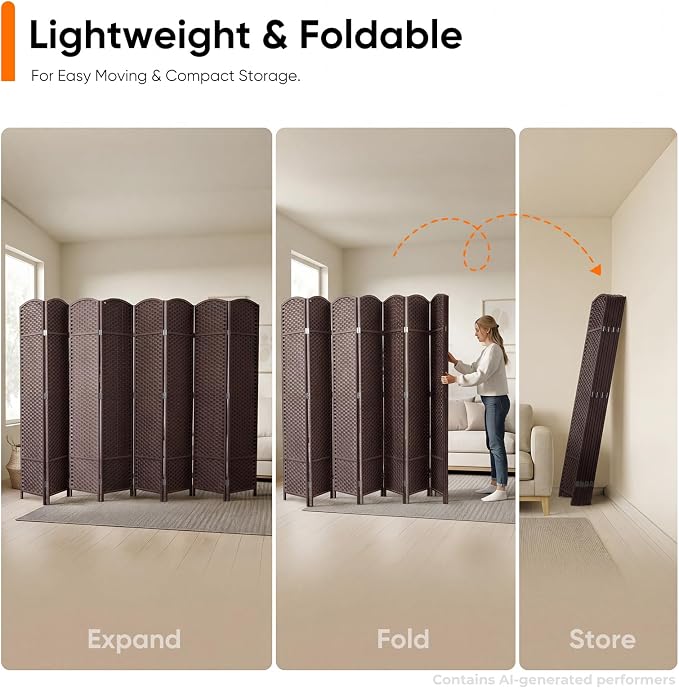 Outdoor Privacy Screen 8-Panel Folding Room Divider Space Partition | 67"H - Image 4