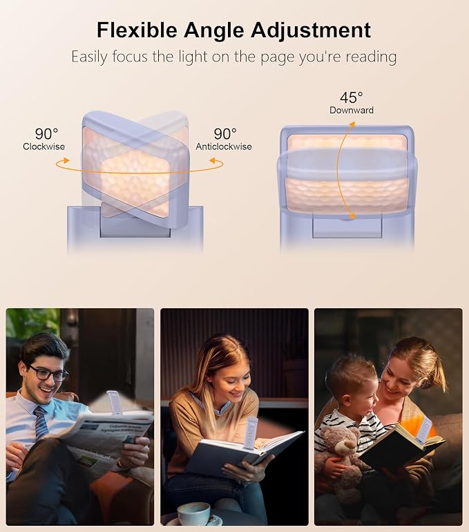 Gritin Book Light Rechargeable, Clip on LED Reading Light - Image 6