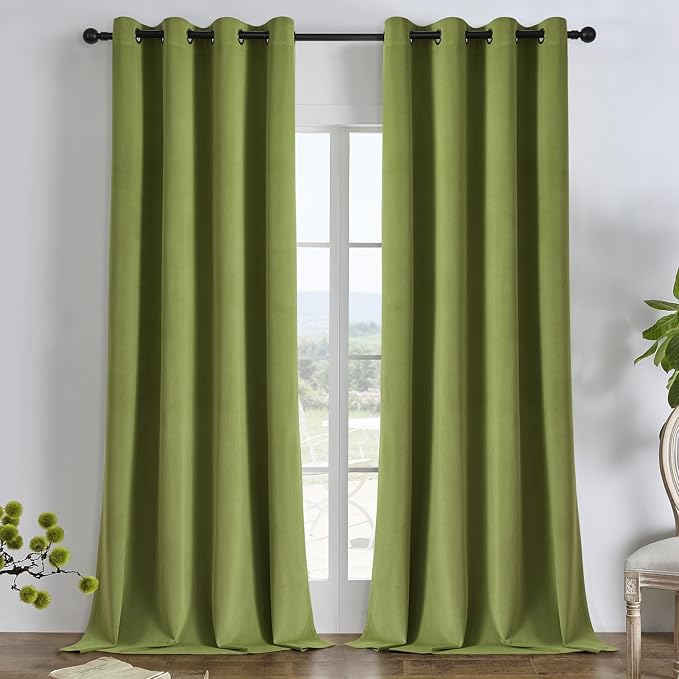 Joydeco 100% Blackout Curtains Velvet Black Out Curtain 108 Inch Drapes | by JOYDECO