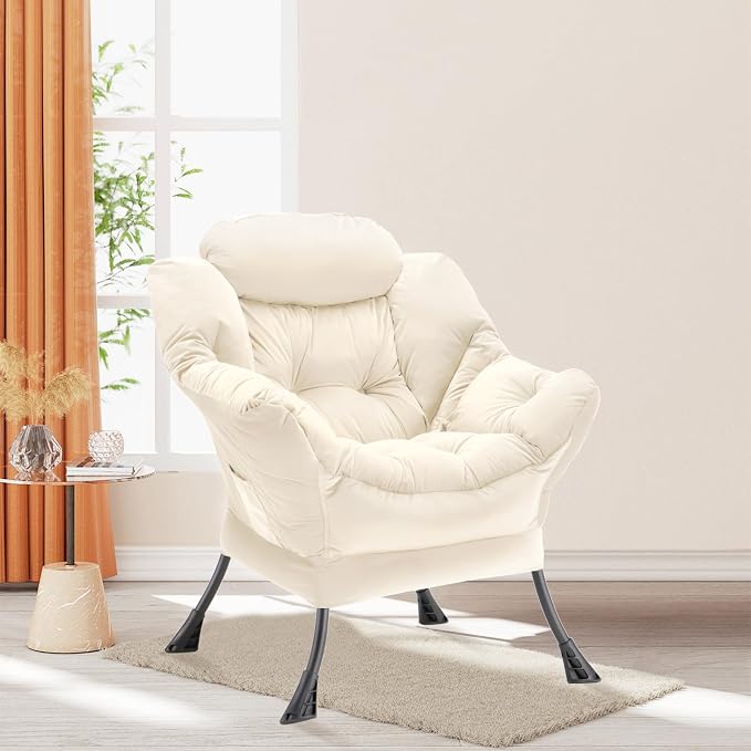 Youtanic Lazy Chair Thick Padded, Comfy Velvet Accent Lounge Chair - Image 2