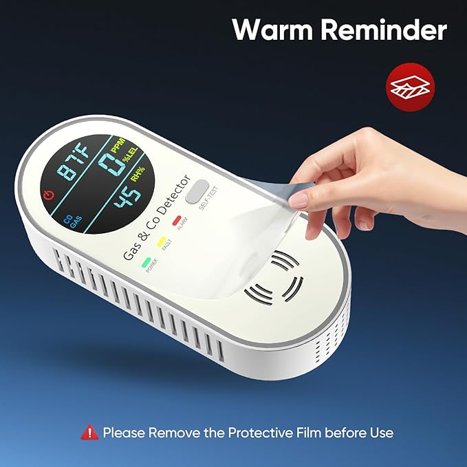 NICGOL 4-in-1 Natural Gas Leak Detector & Carbon Monoxide Detectors - Carbon Monoxide Detectors Plug in - Natural Gas, Propane, Co Detector, Temperature & Humidity Detector for Home, RV (2 Packs)