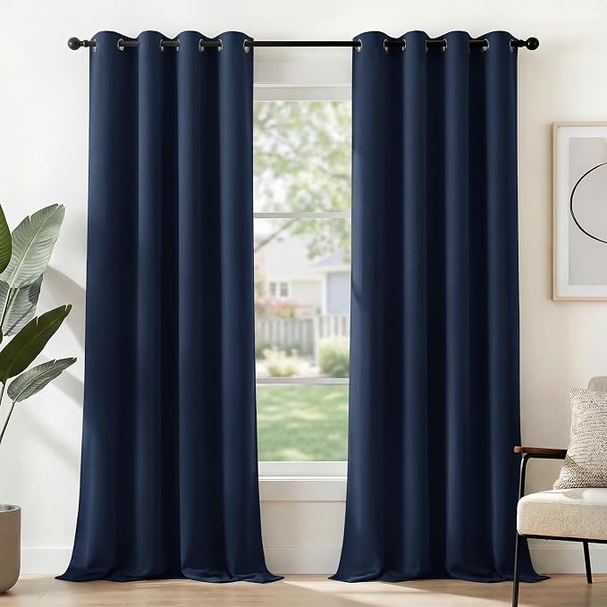 Deconovo Blackout Curtains for Bedroom and Living Room 84 Inches Long | Black by Unknown