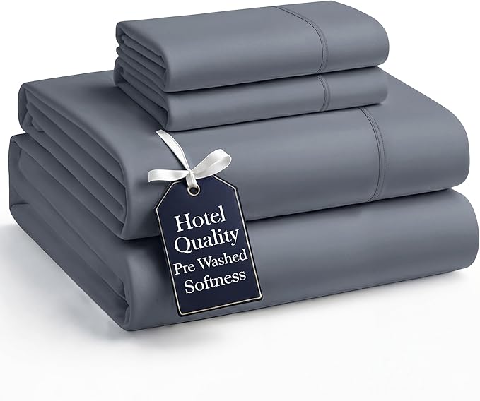 Casa Platino Queen Size Bed Sheets, Pre-Washed Microfiber Sheet Set, Ultra Soft & Cooling Bed Sheets with Deep Pockets up to 15", Cozy Hotel Quality Bedding for Queen Mattress – Charcoal