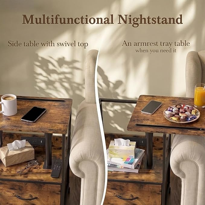 Faesun Swivel Lift Top Nightstand - Image 2