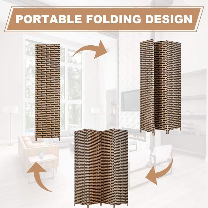 Room Dividers and Folding Privacy Screens 4 Panel 6 ft Foldable Portable Room - Image 6