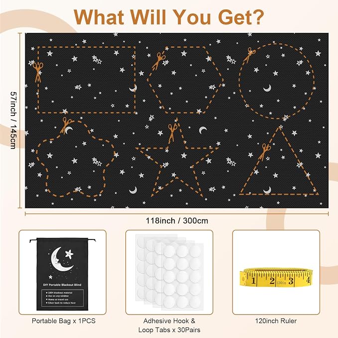 Vanten 100% Blackout Curtains for Bedroom, Portable Window Cover - Image 2