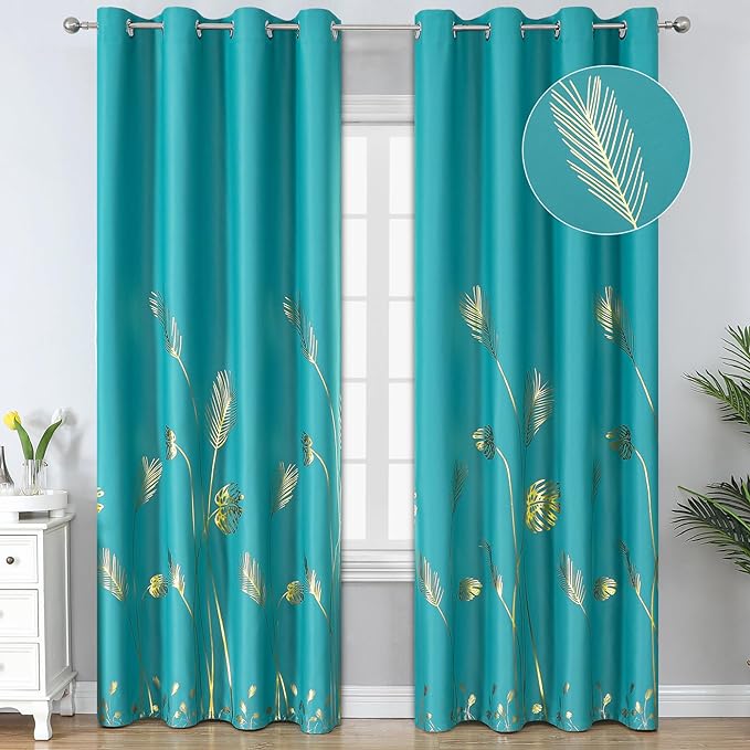 Teal Blackout Curtains 96 Inches Long, Grommet Curtains by ESTELARTEXTILER