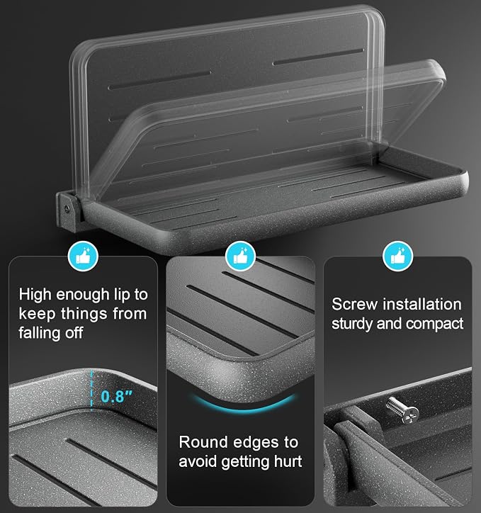 Aluminum RV Folding Shelf 12 Inch Wall Mounted Fold Down Shelves | Small - Image 5
