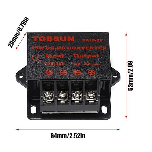 MGGi DC/DC 12V 24V to 5V 3A 15W Voltage Reducer Converter Regulator, Step Down Converter Regulator DC to DC Waterproof Power Supply Module Buck Transformer