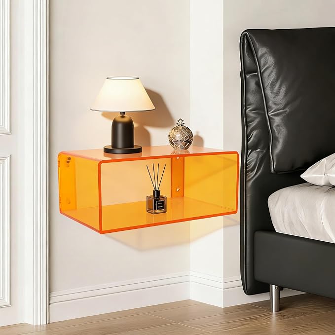 Acrylic Floating Nightstand, Nightstand Shelf Wall Mounted Bedside Shelf - Image 5