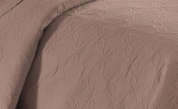 Fancy Linen 3pc Embossed Coverlet Bedspread Set Oversized Bed Cover Solid - Image 2