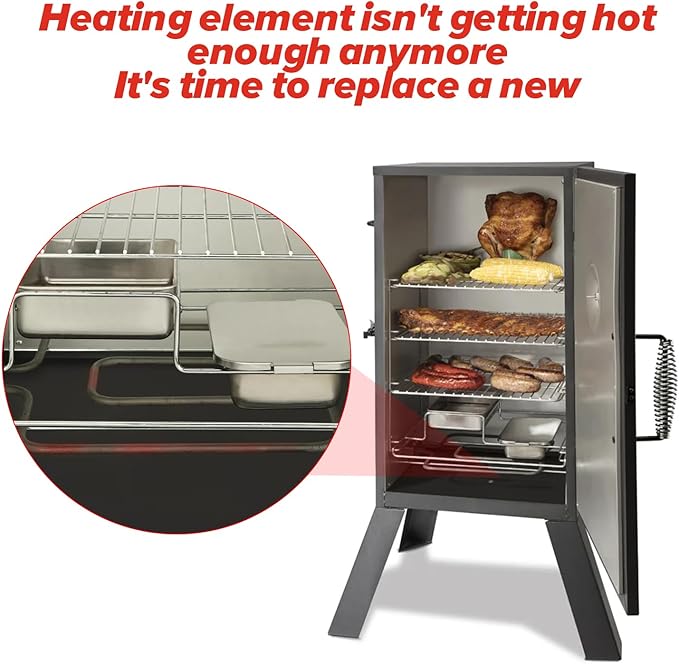 Upgrade Universal 1650W 15A Electric Smoker Heating Element Kits with Adjustable Thermostat Controller Compatible with Masterbuilt, Smoke Hollow,Char Broil,Dyna-Glo,Cuisinart and Most Electric Smokers