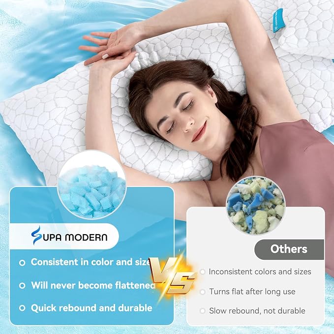 Cooling Pillows King Size Set of 2, CertiPUR-US Shredded Memory Foam Pillows - Image 5