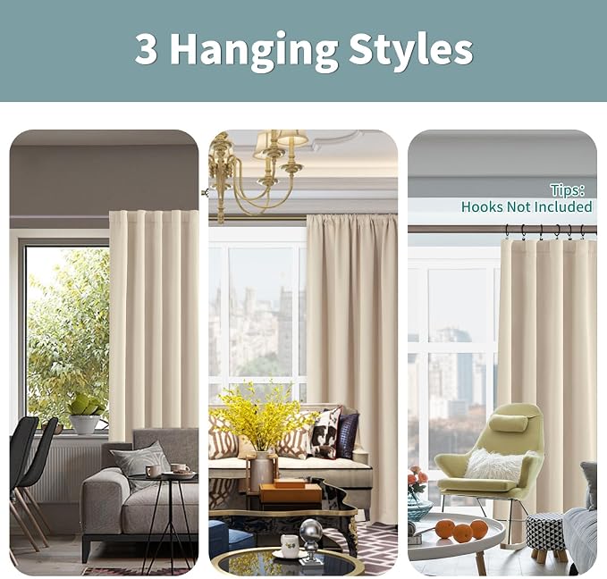 BGment Champagne 100% Blackout Curtains - Image 3