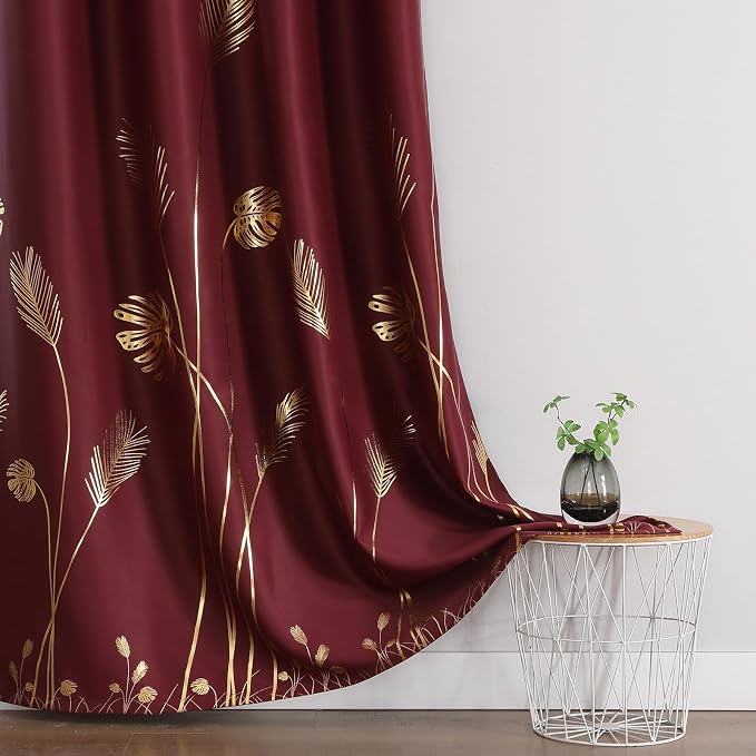 Burgundy Red Room Darkening Curtains 63 Inches Long - Image 3