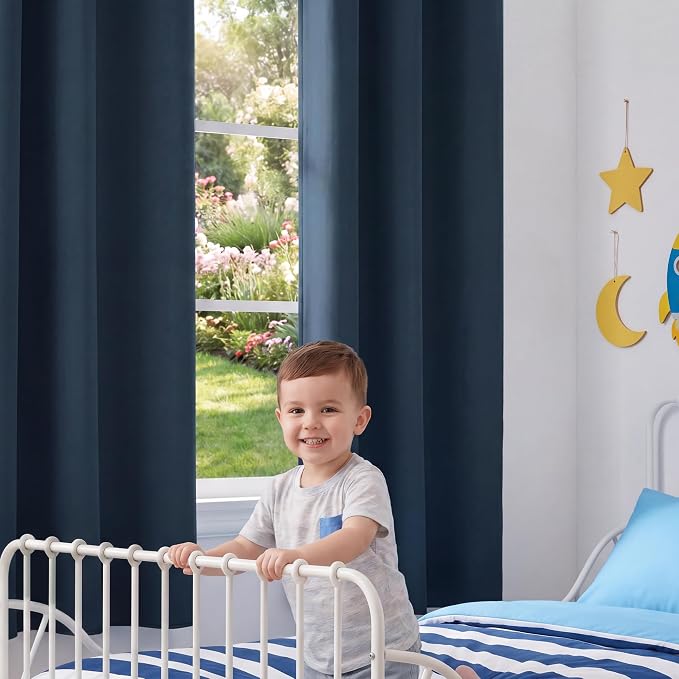 NICETOWN 100% Blackout Navy Blue Curtains - Image 9