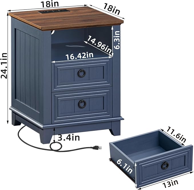 Joaxswe 18" Farmhouse Night Stands Set of 2 - Image 5