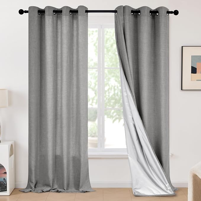 Deconovo Dark Grey Linen Curtains by Unknown