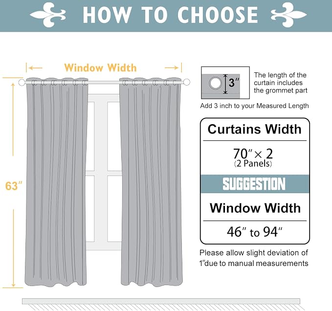 ChrisDowa Blackout Curtains for Bedroom and Living Room 70 inches Wide | 2 - Image 5