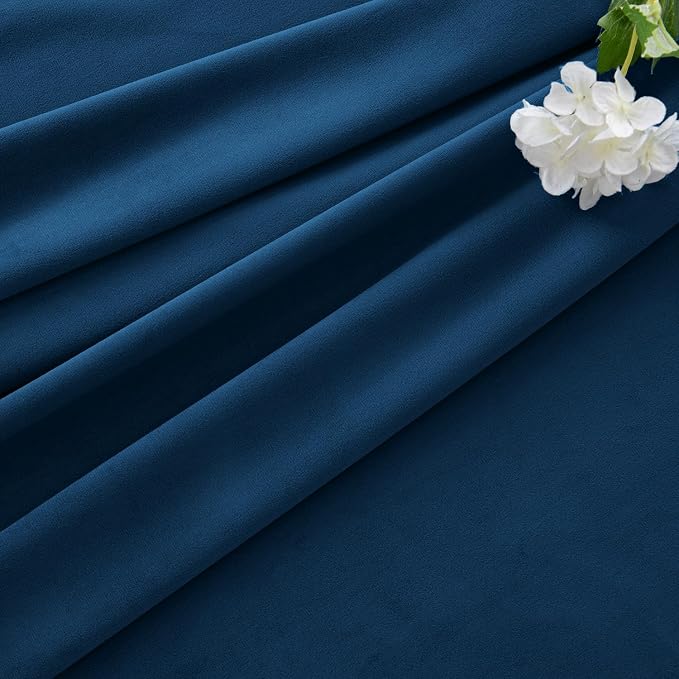 MIULEE Velvet Curtains 50W x 96L 2 Panels Navy Blue Blackout Curtains | Luxury - Image 7