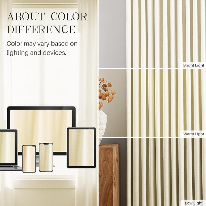 Pinch Pleated Linen Curtains 100% Blackout 90 Inches Long - Image 7