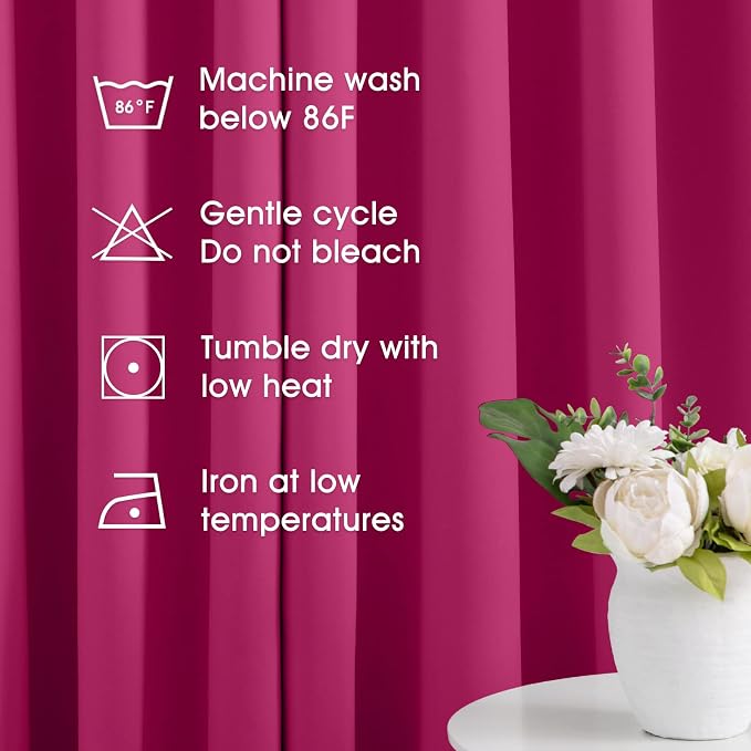 HOMEIDEAS Raspberry Blackout Curtains, Hot Pink Curtains - Image 2
