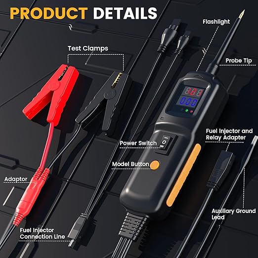 GODIAG Power Circuit Probe Tester, Auto Short Circuit, Relay Fuse Tester, Voltage Tester, 6V 40V DC Auto Electrical System Test Tool Kit, Diode Resistance Check for Motorcycle Trucks