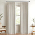 Pinch Pleated Full Blackout Faux Linen Curtains 96 Inches Long | Beige by 100BlackoutShield