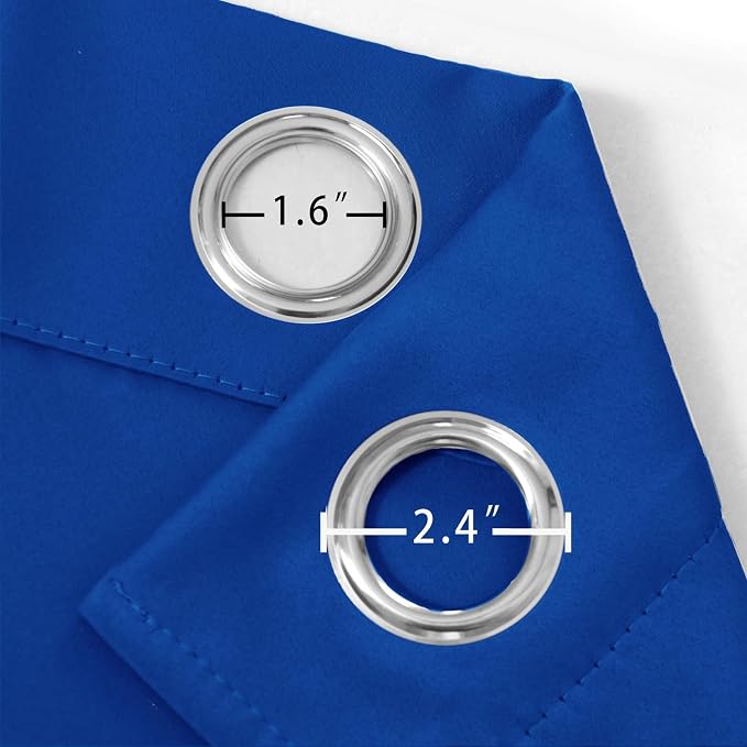 Blackout Curtains 52 x 90 Inch Long Royal Blue Curtains Set of 2 Panels Room - Image 5