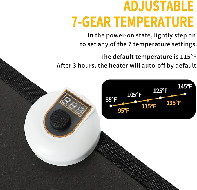 AC 110V Heated Floor Mat for Foot, Carbon Crystal Heating Pad, Electric Heated Foot Warmers for Office, Home (Black)