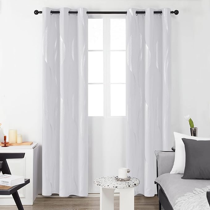Deconovo Curtains for Living Room, Pattern Blackout Curtains 84 Inches Long | - Image 2