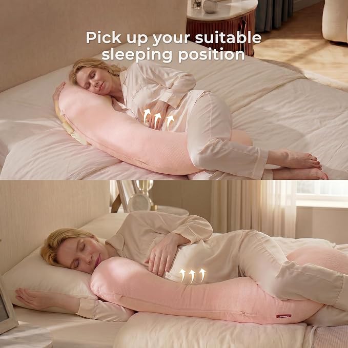 Momcozy J Shaped Pregnancy Pillow, Maternity Body Pillow - Image 8
