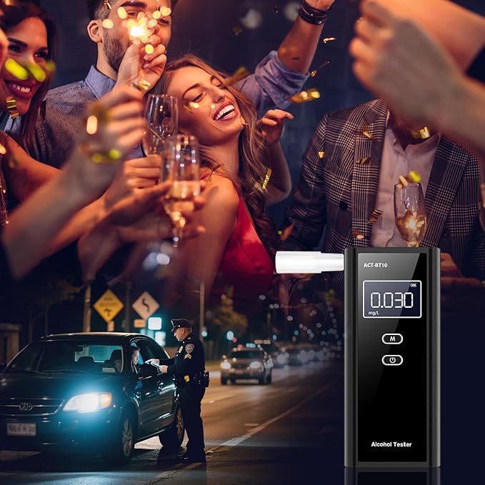 Homealexa Portable Breath Alcohol Monitor – Personal-Use LCD Breath Checker with 10 Mouthpieces, Compact Device for Home, Car, Party Safety Awareness
