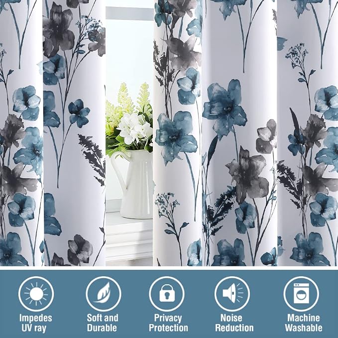 H.VERSAILTEX 100% Blackout Curtains 63 inch Length 2 Panels Set Cattleya Floral - Image 7