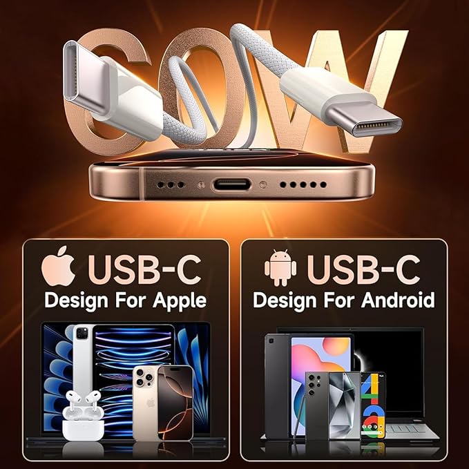 iPhone 17 Pro Max Fast Charger,2-Pack USB C 2in1 Dual PD Charging Block with USB C Woven Charger Cable for iPhone 17/17 Pro/Air/iPhone 16 Pro Max/16 Plus/16E/15 Pro Max/15 Plus,iPad Pro/Air/Mini