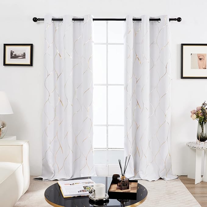 Deconovo Curtains for Living Room, Pattern Blackout Curtains 63 Inches Long | - Image 2