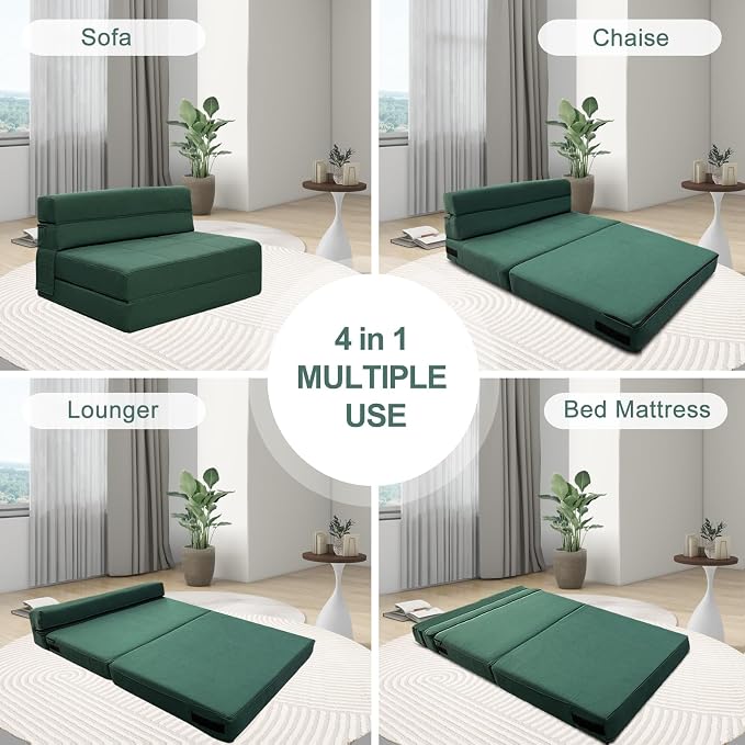 Folding Sofa Bed, Fold Out Couch Memory Foam Sleeper Chair - Image 4