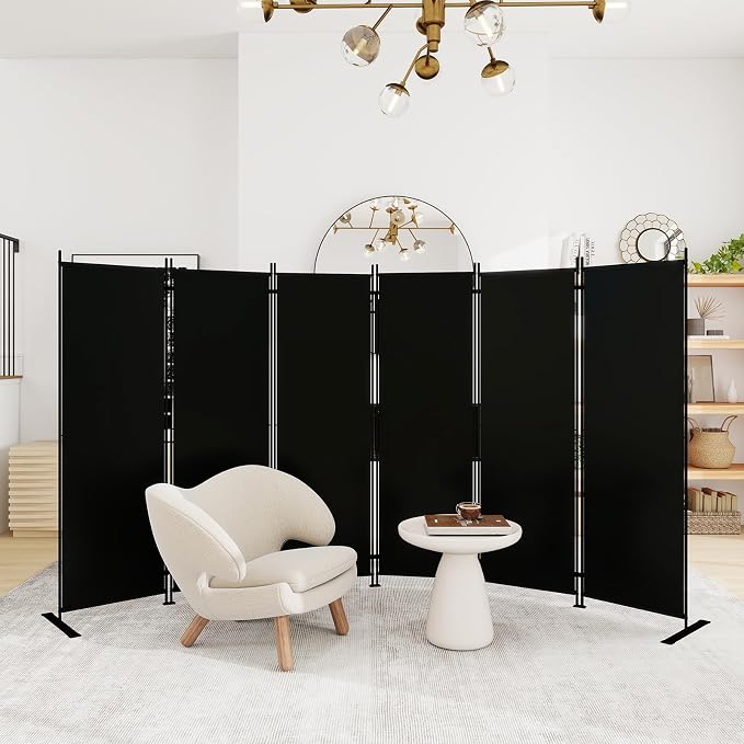 T&Jero 6-Panel Folding Room Divider, 6ft Tall Portable Privacy Screen Wall by TJero