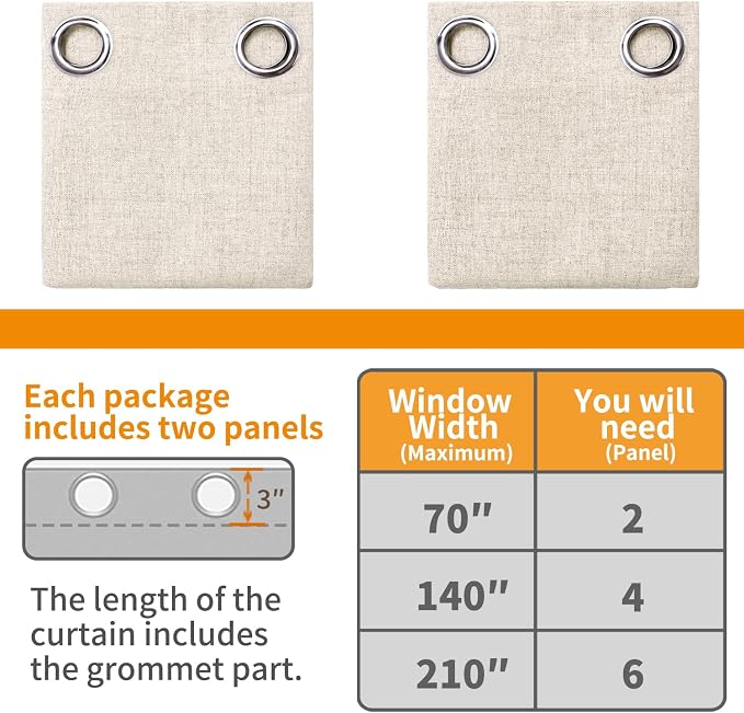 YoungsTex Linen Blackout Curtains 68 Inch Length - Image 8