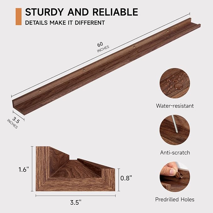 Fun Memories Picture Ledge Shelf, 60 Inch Floating Shelves Set of 2, Large - Image 3