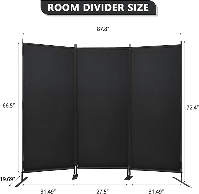 Room Divider Panel 6Ft Privacy Screen Wall Dividers, Portable Room Partition - Image 2